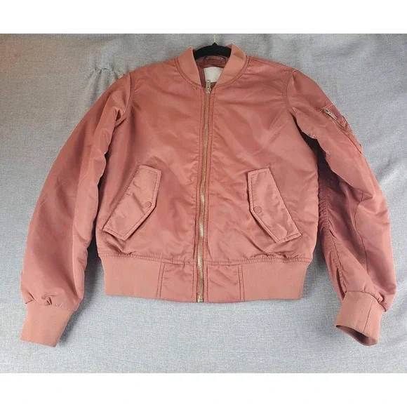 WILFRED Free Avion Bomber Jacket Womens Small Dark Peach Cropped Aritzia - Picture 1 of 16